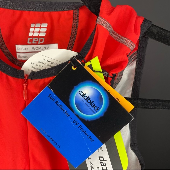 Women’s CEP Dynamic +Triathlon Compression Skinsuit Sz V (XL) NWT Black/Red NWT - Picture 7 of 14